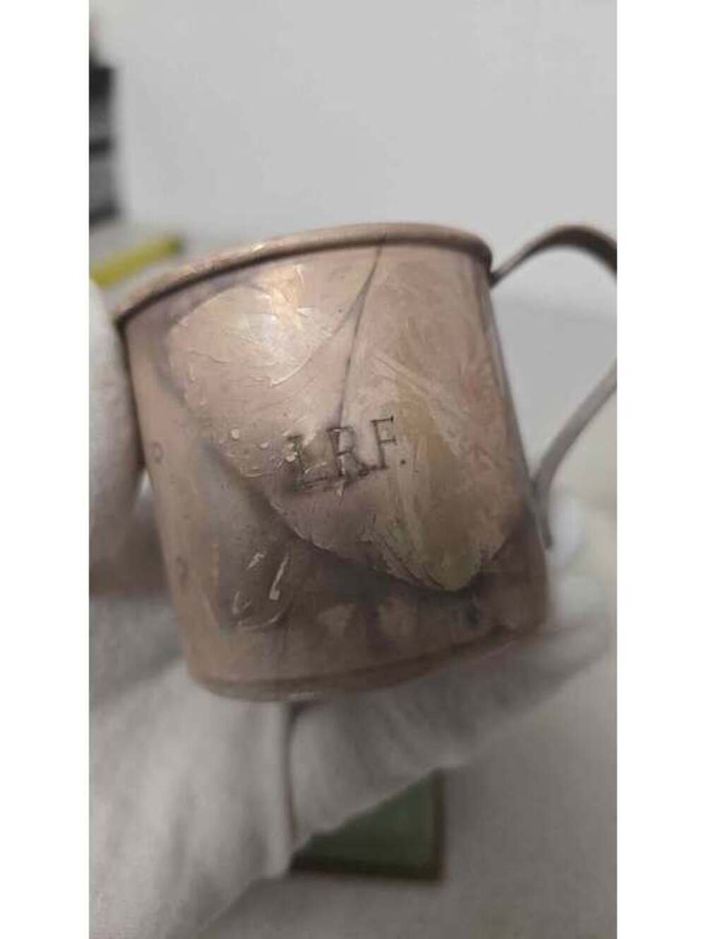 Vintage Silver Plated Baby Cup – Community “Evening Star” Pattern – Monogram